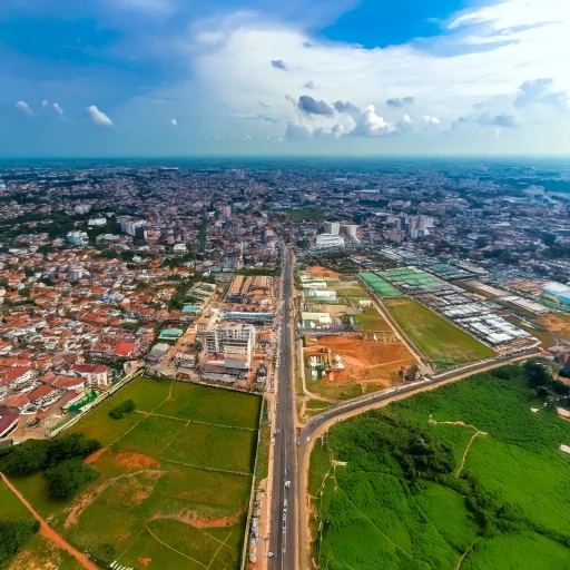 Aerial view of a developing urban area