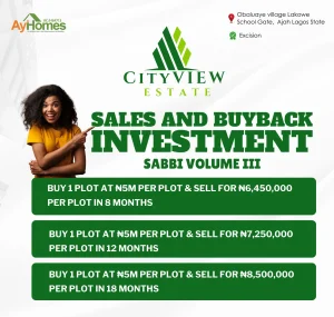 Cityview Estate Buyback Scheme, Lakowe Ajah by AY Homes
