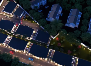 3D Aerial view of Golden Palace Residences Poka Epe chalets