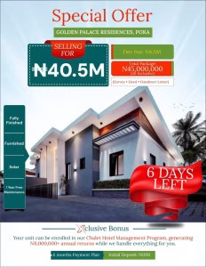 Golden Palace Residences Poka Epe chalets flier