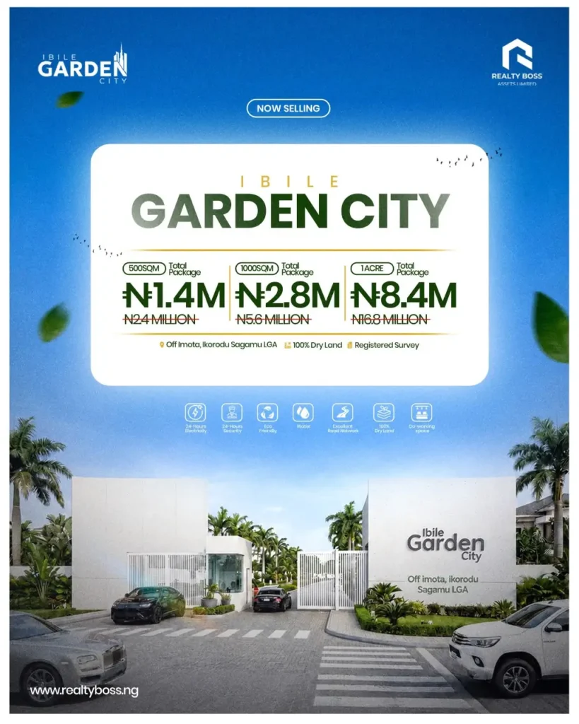 Summary of available plot sizes and prices at Ibile Garden City Imota Ikorodu.