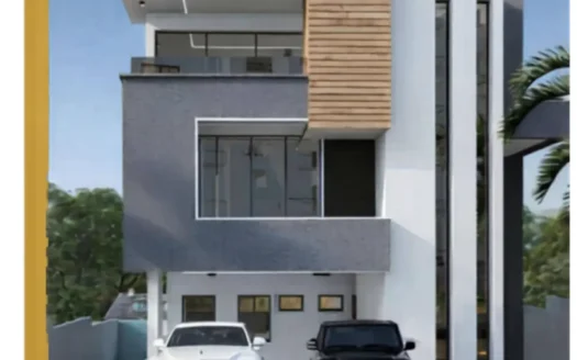 Properties 9 Architectural front facade of a luxury 5-bedroom duplex at Midas Villas Maitama Abuja.